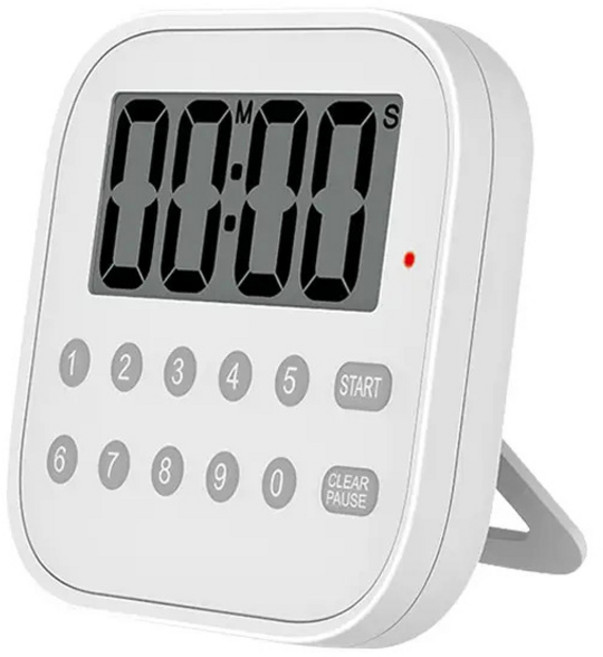 타임코치 10버튼 타이머 +알카라인배터리 LED 플래쉬 라이트 디지털 키친 스터디 수능, 화이트(WHITE)