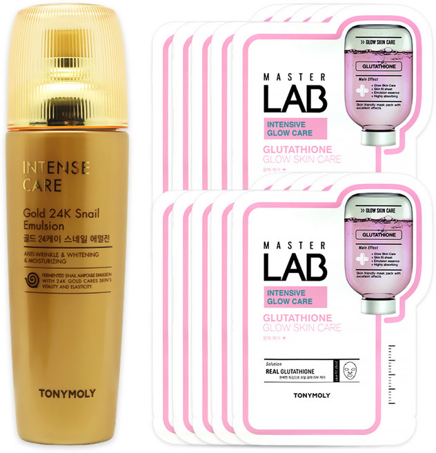 토니모리 인텐스 케어 골드 24K 스네일 에멀젼+마스터랩 글루타치온 마스크시트 10매 증정, 1개, 140ml