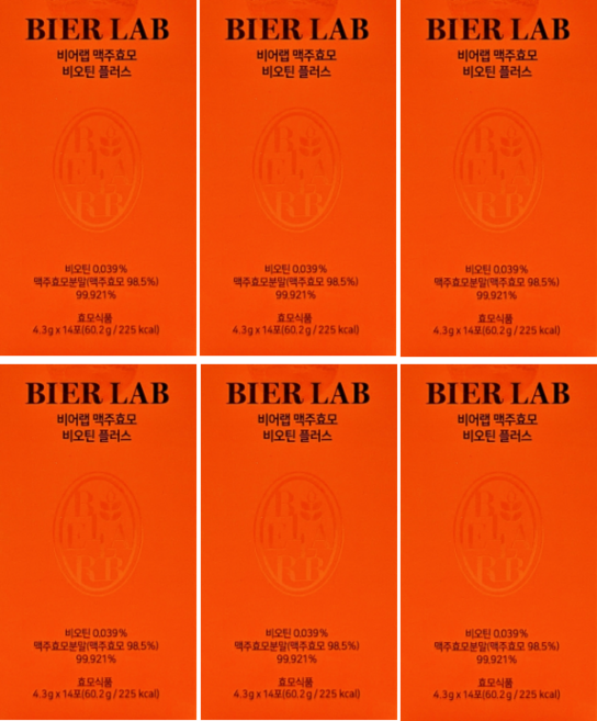 BIERLAB BREWERS 비어렙 바이오렙 비오랩 맥주 효모 프리미언 프리미엄 바이어랩 비오딘 독일산 단백질 탈모 비타민 30대 20대 1일 1회 1포 환 타입, 60.2g, 6개