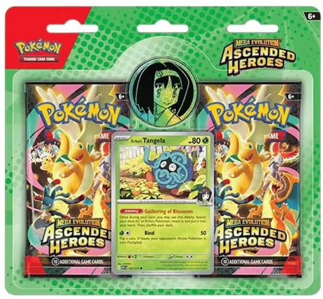 포켓몬 TCG: 메가 에볼루션: 승천 영웅: 블리스터 2팩 (부스터 팩 2개 프로모션 카드 및 코인) (래리 코말라) 162268, 에리카 탄젤라, 에리카 탄젤라, 1개