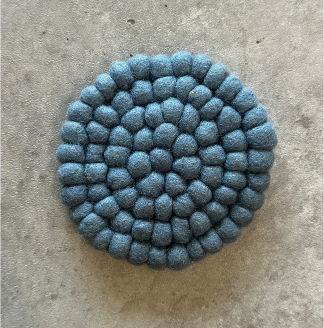 Zakka風尼泊爾羊毛氈球球墊 療癒小物, 1個, 霧霾藍_20cm, 霧霾藍