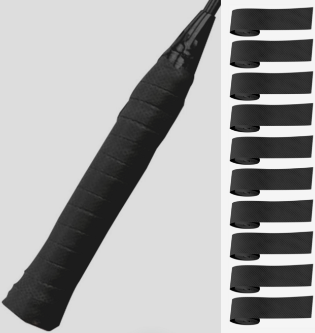 데이모노 땀 흡수 오버 그립 라켓 테이프, 10개, 블랙