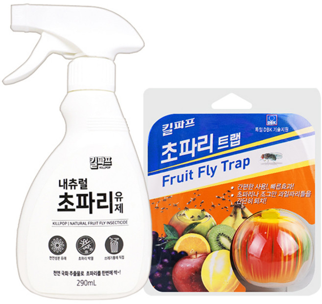초파리 없애기 킬파프 초파리 유제 스프레이 290ml + 초파리 트랩 유인제 15ml, 1세트, 305ml