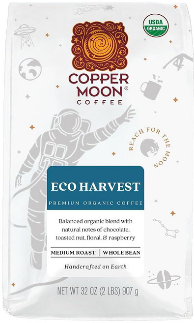 Copper Moon 다크 로스트 수마트라 블렌드 원두 커피 2파운드, 32온스(1개입), Eco Harvest 유기농 블렌드, 에스프레소