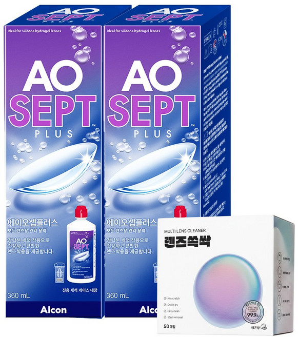 알콘 에이오셉 플러스360ml x2개 + 렌즈쓱싹50매 1개, 2개, 360ml