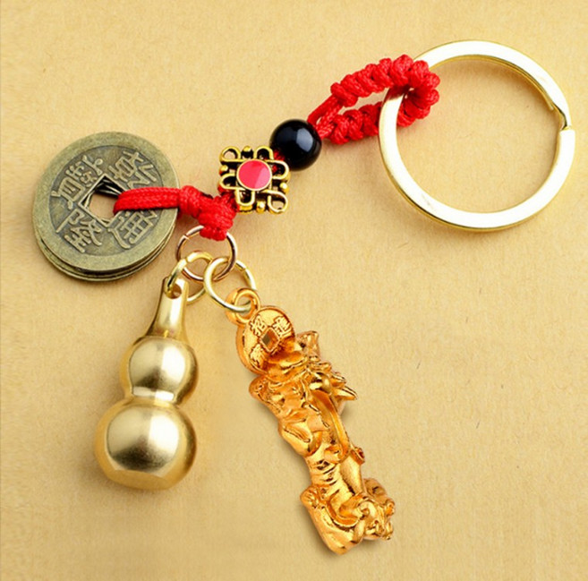 황동 엽전 재물 운 악세사리 기념품 행운 열쇠 고리 키링 키홀더, 상세페이지 참조, 1개