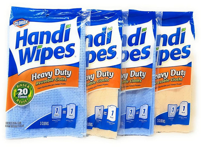 Handi Wipes 튼튼한 재사용 가능한 천 색상은 다를 수 있음 - 3개입 (4팩)