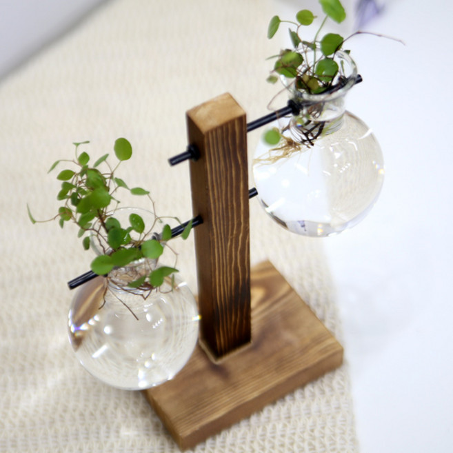내일의공간 탁상용 원목 지지대 수경 화병 (꽃병), 2단