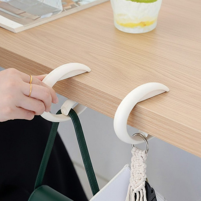 휴대용 테이블 카페 가방걸이 논슬립, 1개, 크림화이트