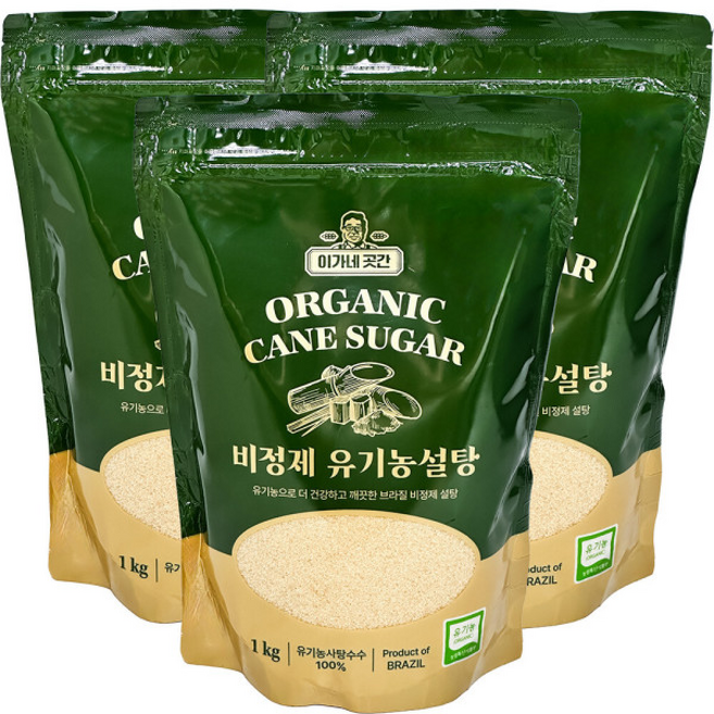 이가네 유기농 비정제 원당 황설탕 이타자 사탕수수 원당 이가네 비정제 유기농 원당 황설탕, 이가네 유기농 비정제 원당 황설탕 1kg x 3개 이타, 1kg, 3개