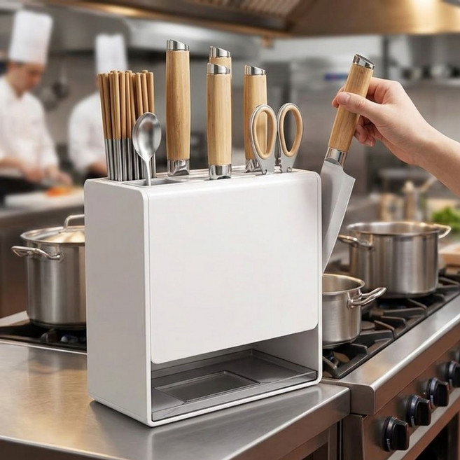 라이크토브 업소용주방 칼꽂이 싱크대 수저통, 1개, 화이트