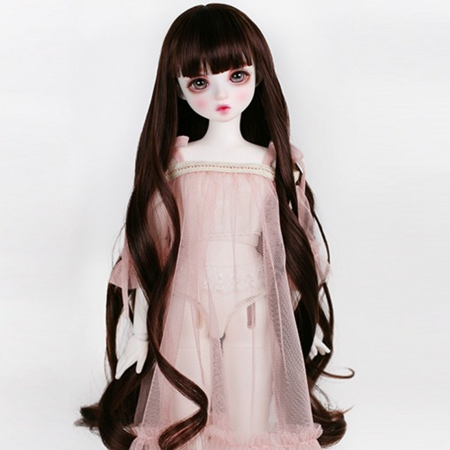 구체관절인형 가발 웨이브 롱 컬 7-8인치 42cm급용 MSD 도리스돌30, B.블랙 (가발만 인형미포함), 1개