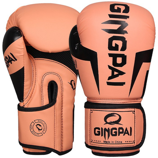 GINGPAI 권투 글러브 타이 트레이닝 글러브 격투 무술 장갑 6-12oz GG1H, 1세트, 크림 오랜지