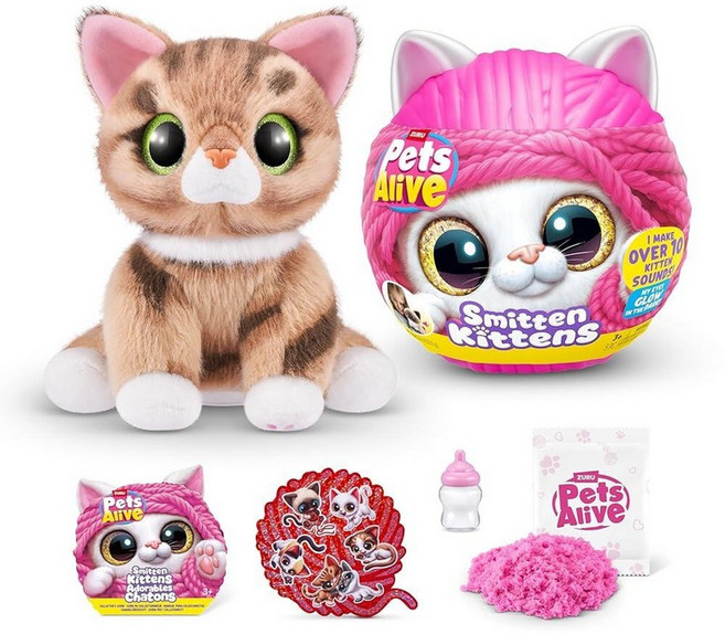 정품++ 펫츠얼라이브 Pets Alive Smitten Kittens Surprise (태비 캣 진저) 주루 ZURU Nurture Play 부드러운 언박싱 인터랙티브 10가지, Ginger