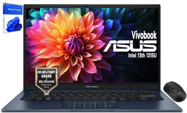 ASUS Vivobook 14인치 노트북 - FHD (1920 x 1080) 인텔 코어 i3-1315U 6 UHD 그래픽 프라이버시 카메라 180° 레이 플랫 힌지 윈도우 1, ASUS Vivobook 14인치 노트북 - FHD (