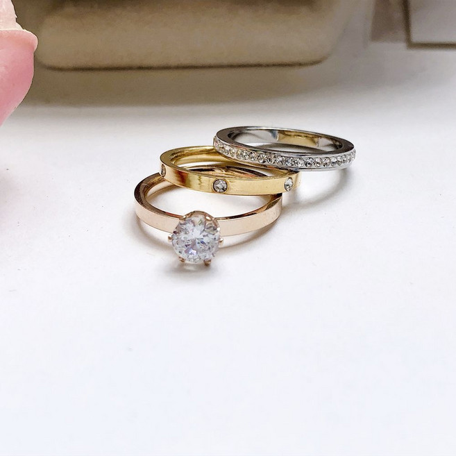 [써지컬스틸] 삼색 멀티 링 반지