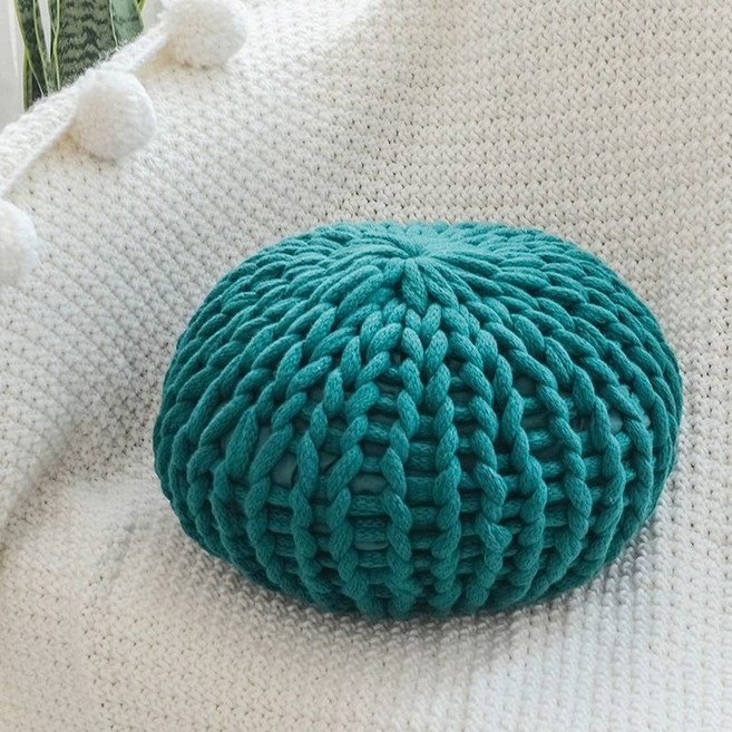 쇼파쿠션 뜨개 쿠션 베개 인테리어 등쿠션 쇼파 핑크, 그린 40cm 라운드