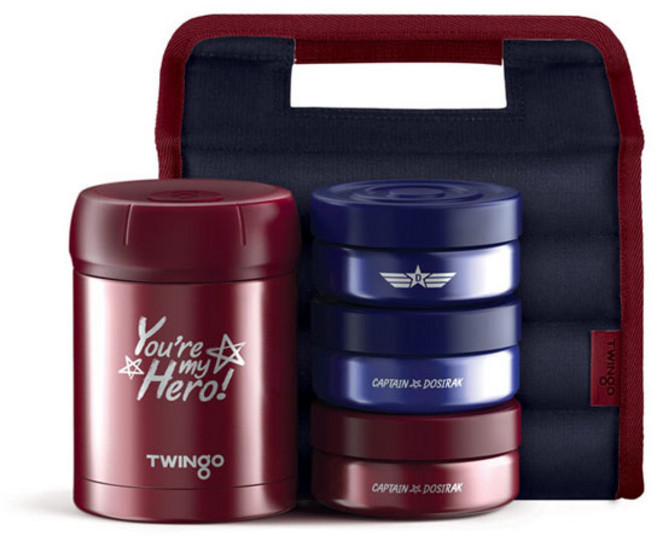 트윙고 실용적인 보온도시락 캡틴 도시락 세트 1140ml 반찬통 이동파우치 스테인레스 뜨거운 국물용 슬리브 적용 뛰어난 내식성 고급재질 진공설계 우수한 보온력 휴대용가방, 1개