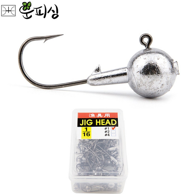 운피싱 화살촉 지그헤드 훅 벌크 루어 낚시바늘, 화살촉 지그헤드 1/8oz 1호