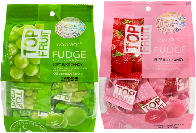 coowy 쿠위 탑젤리 딸기 + 청포도, 320g, 2개