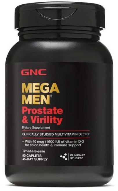 [정품 미국 배송] GNC 메가맨 프로스테이트 & 버릴러티 (90캐플렛) 남성 전립선 건강 활력, 1개, 90정