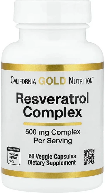 California Gold Nutrition 레스베라트롤 복합체 포도씨추출물 레드와인추출물 트랜스-레스베라트롤 함유 베지 캡슐 60정 LKN-01664, 1개 - 쿠팡