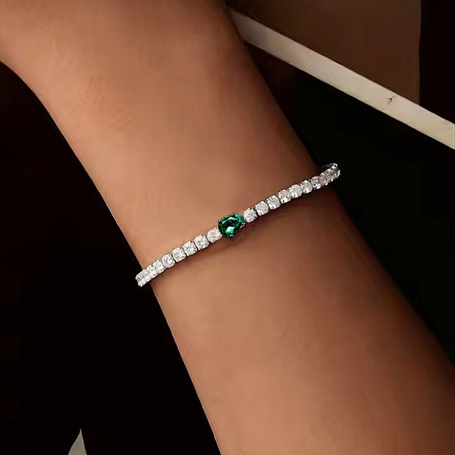 웰리나 그린 물방울 테니스 팔찌 실버팔찌 에메랄드 팔찌 여성팔찌