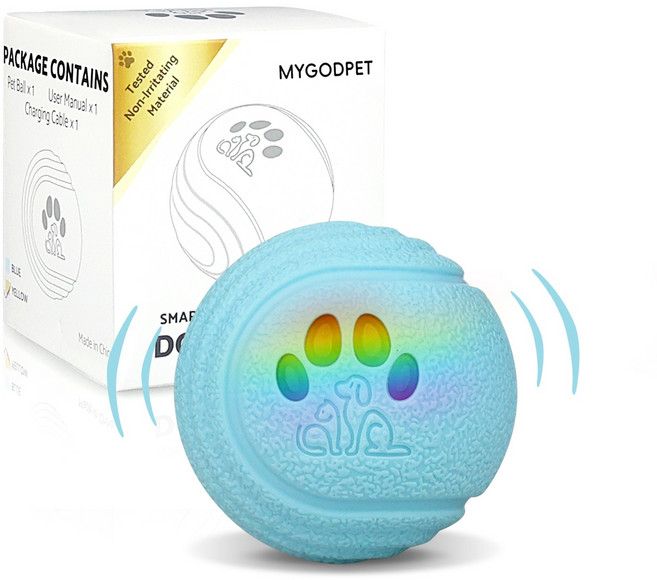 강아지 상호작용 자동 장난감 볼 고양이 강아지 자동 움직이는 장난감 사냥 놀이, 1개, 파란색