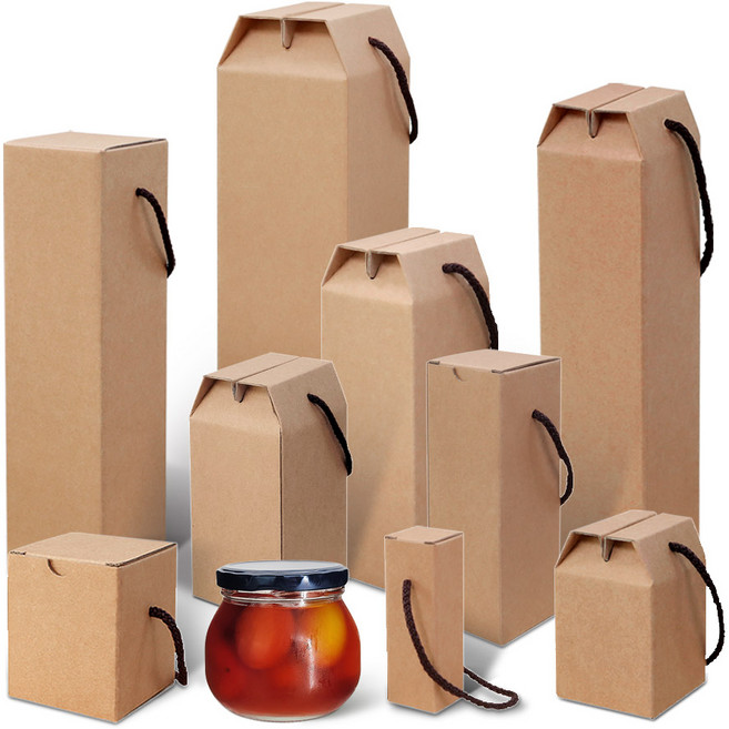 선물박스 1구 유리병 페트병 크라프트 손잡이 포장용품 A01