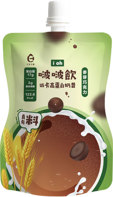 艾禾生醫 i oh 啵啵飲 麥芽巧克力 低卡高蛋白奶昔, 1個, 1份