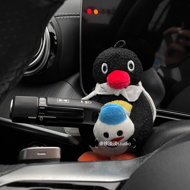 핑구 클래식 펭귄 패밀리 차량용 핑가 핑기 캐릭터 애니메이션 굿즈 안전벨트 어깨 커버 봉제 동물인형 신차 커플 선물, 1개, E 1개