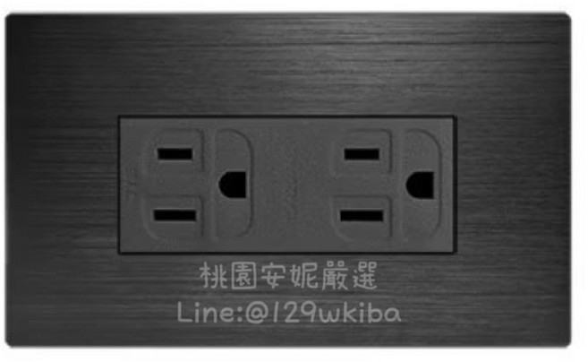 JYE中一 摩登黑接地雙插座蓋板組, 1個