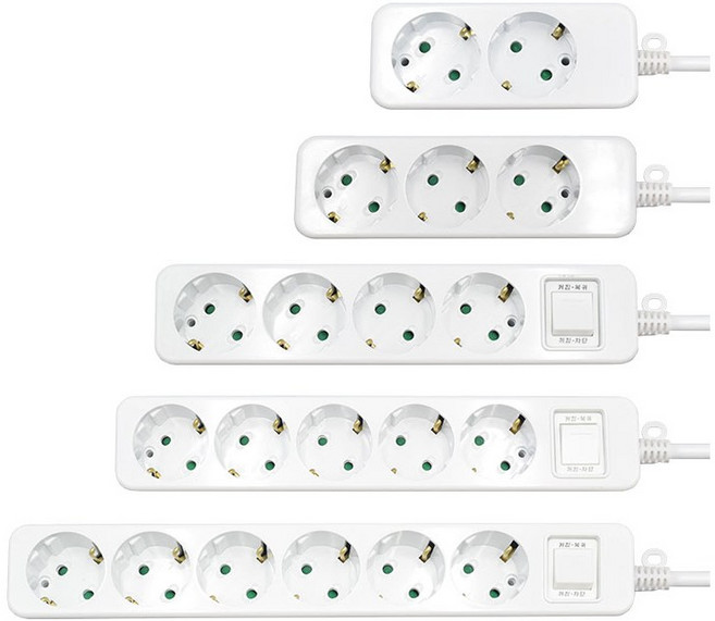플러그젠 멀티탭 안전 2구 3구 4구 5구 6구 접지 멀티 콘센트, 1개, 5구 백색, 2.5m