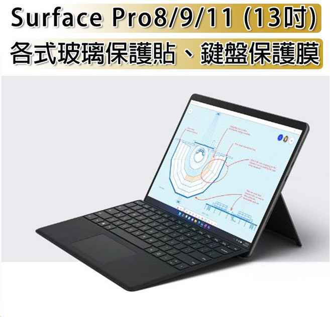 微軟 Surface Pro 8/9/11 13吋 螢幕保護貼 鍵盤保護膜 電腦包 充電線 多款周邊配件, 1個, 車用微軟充電線(黑色1公尺)
