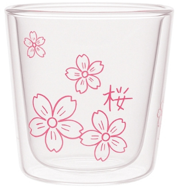 GlassKing 櫻花雙層玻璃杯 IF-0016-3 100ml, 透明色, 2個