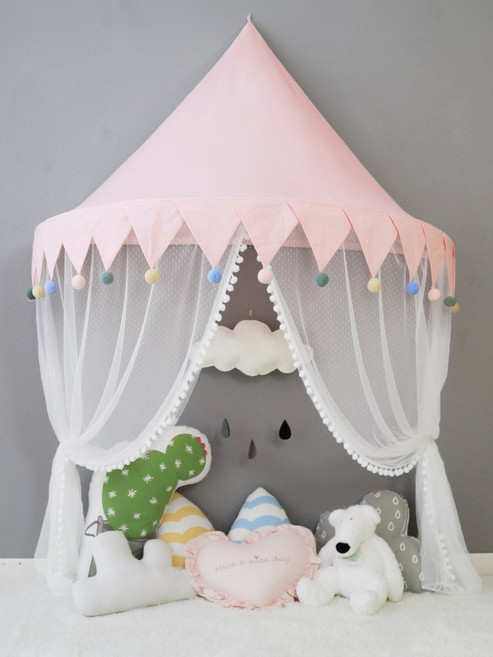 침대 캐노피 어린이 유아 여자아이 남자아이 방 인테리어 공주 커튼, 핑크 눈 작은 1m + 모기장