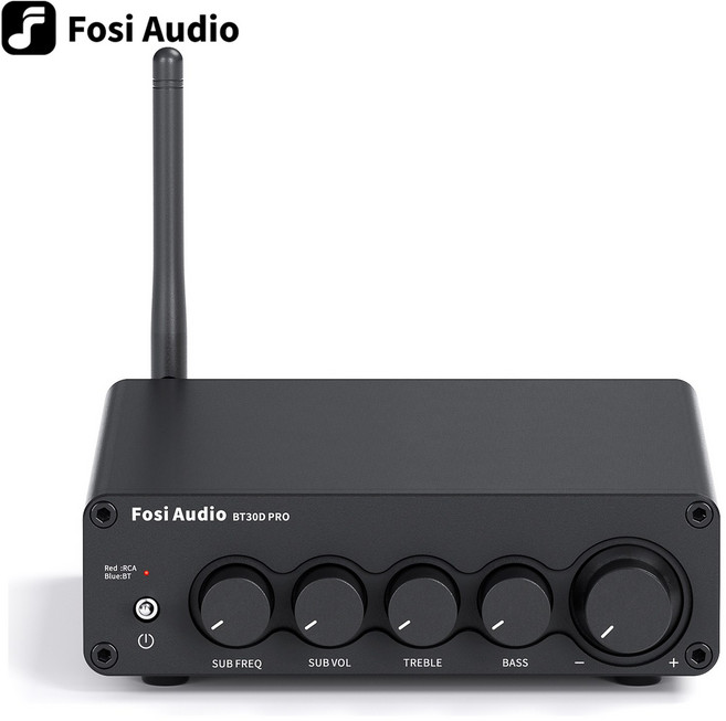Fosi BT30D PRO 블루투스 2.1채널 파워 앰프 165Wx2 서브우퍼 호환, Black