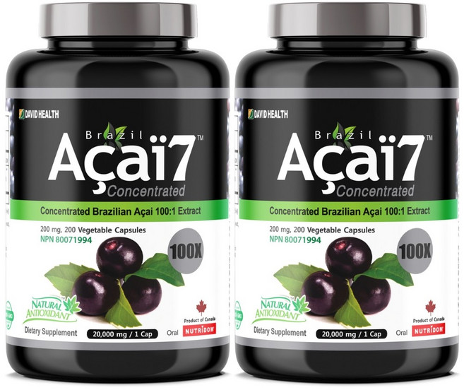 (2병) 아사이베리 100배 농축 20000mg 200개입 캐나다 직구 카포리아, 200정, 2개