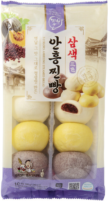 밀원본가 안흥찐빵 삼색트레이 500g (50g x 10개입) HACCP, 1개
