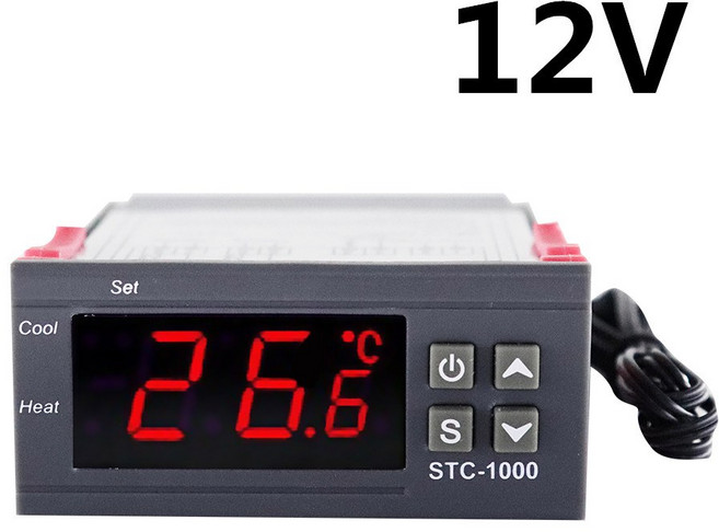 디지털 온도 조절기 릴레이 1000 가열 220V 12V LED STC 24V 냉각 인큐베이터 10A