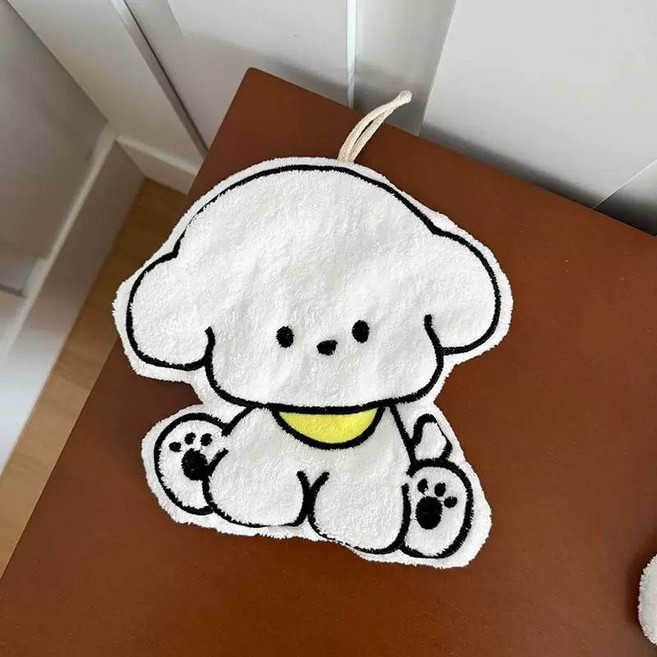 포미코 핸드타올 극세사 캐릭터 주방 핸드타올 고리수건 손타올 행주, 1개, 19.퍼피 옐로우