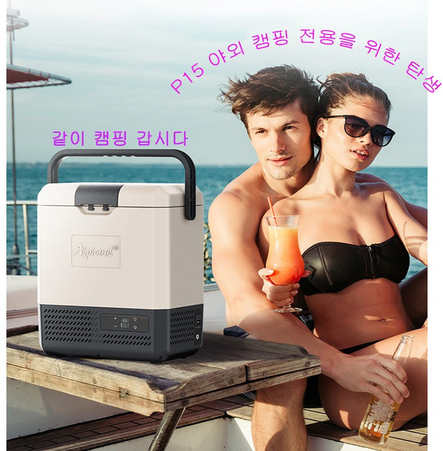 알피쿨 캠핑 휴대용 미니 냉장고 DC AC 겸용 P15L APP지원, P15L차가겸용, 화면색