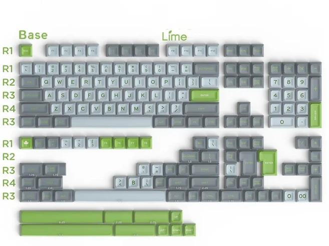 새로운 도착 SA 프로필 더블 샷 키캡 ABS Monster Flngo By the Sea Godspeed GMK 테마, 02 lime