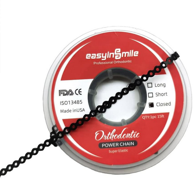 교정용 SNAWOP 교정 파워 체인 멀티컬러 스풀 탄성 고무 밴드 긴 검은색, Closed, Purple, 1개