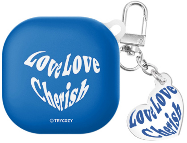 러브러브 레터링 버즈라이브/버즈프로/버즈2/버즈2프로(공용) 하드 케이스 키링 세트, 로얄블루, 버즈라이브(공용)