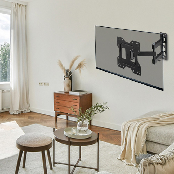 3단관절 2단암형 좌우회전 상하각도조절 23 24 27 32 35 40 42 43인치 삼성 lg 엘지 모니터 TV 코너벽 모서리 브라켓 거치대, 1개, 블랙