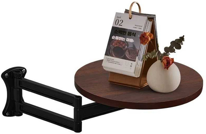 두리 원목붙박이테이블 접이식 테이블 벽걸이 상판, 접이식 테이블 -검정색받침대+원목색