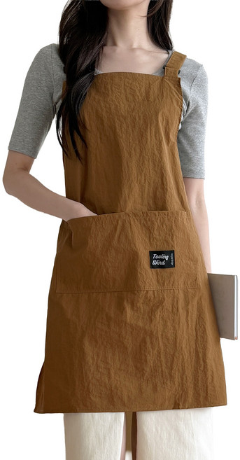 두리앤고 생활방수 H형 카페 앞치마 서빙용, 브라운, 1개