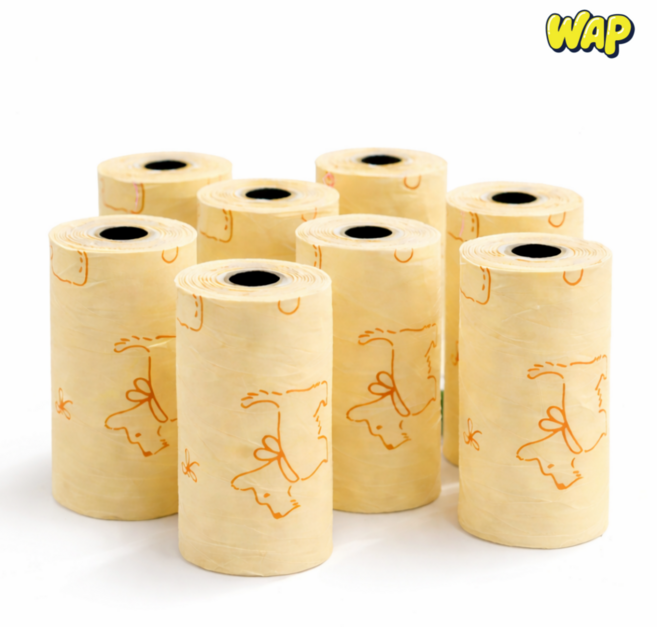 WAP 120매 생분해 친환경 향균 강아지 배변봉투 풋백 도톰 두꺼운, 120개, 8개입, 크림