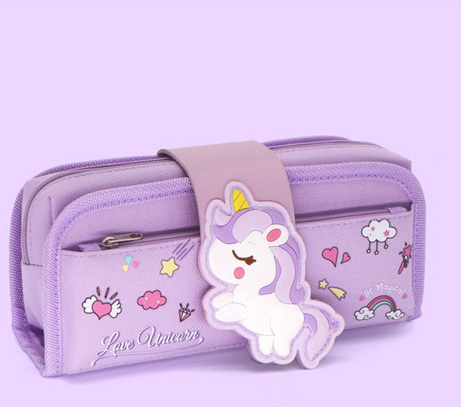 캐보트 캐릭터 필통 초등 학교 학생 남아 여아 고학년 2단 여자필통 여아필통 파우치 강남 1학년 6세 7세 8세, 캐릭터 캔버스 필통-유니콘+연필1자루, 1개